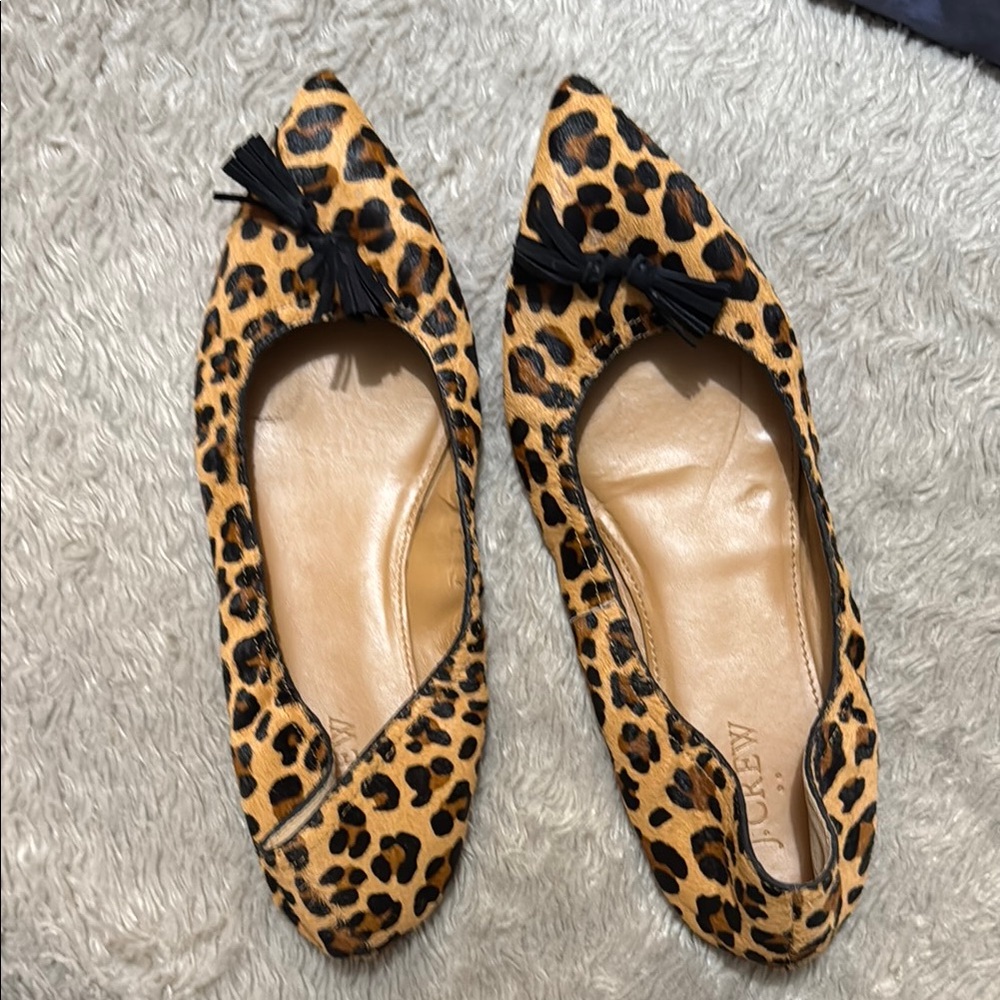 J. Crew Leopard pony Flats with Black Bow